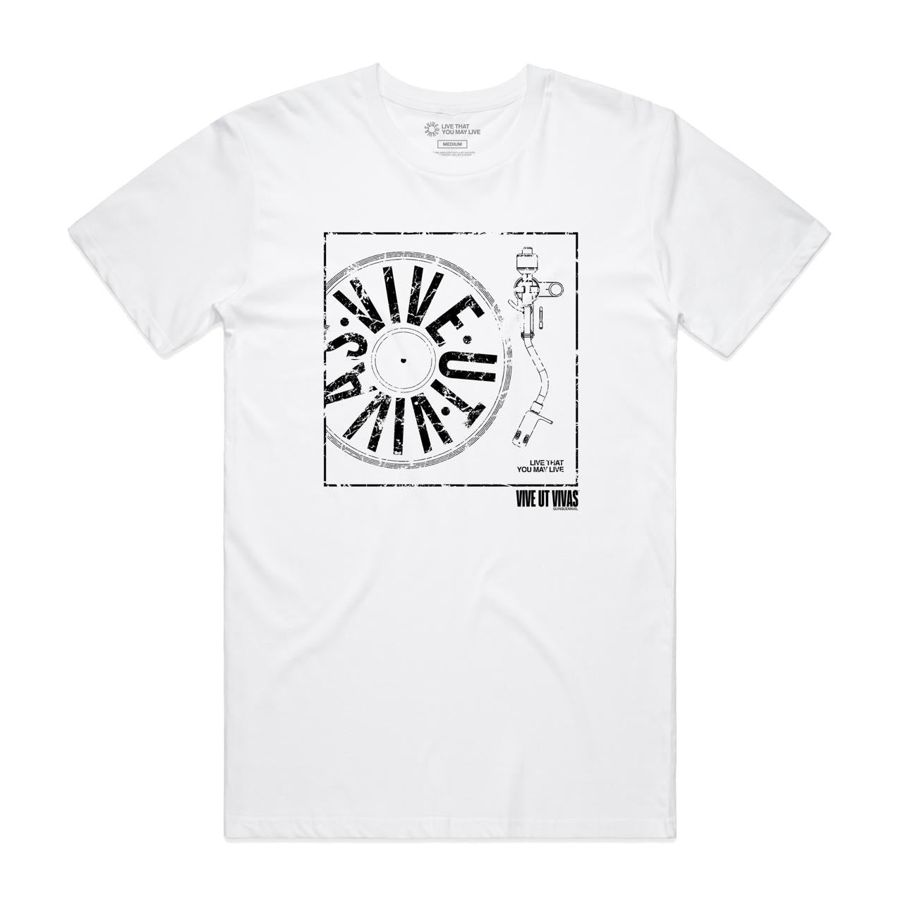 5 Tear Anniversary - Turntable T-Shirt - White