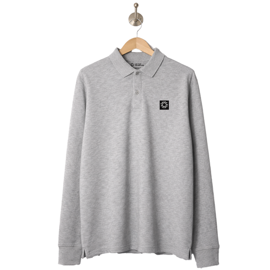 Long Sleeve Polo Shirt - Heather Grey