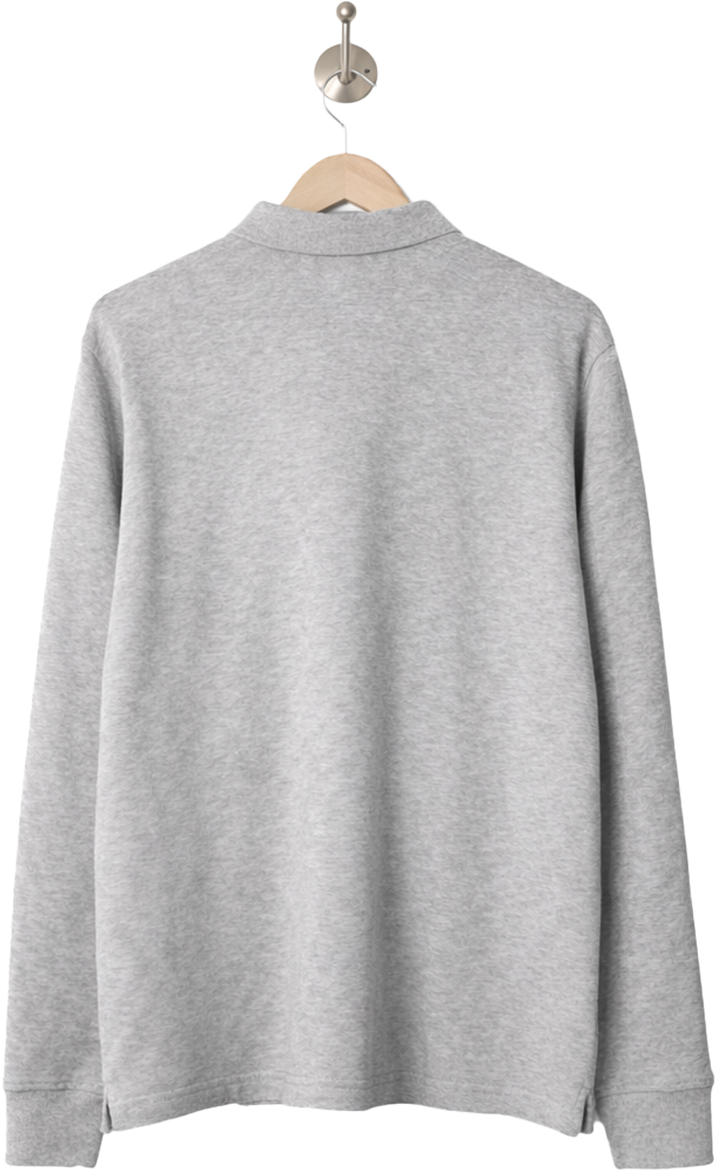 Long Sleeve Polo Shirt - Heather Grey