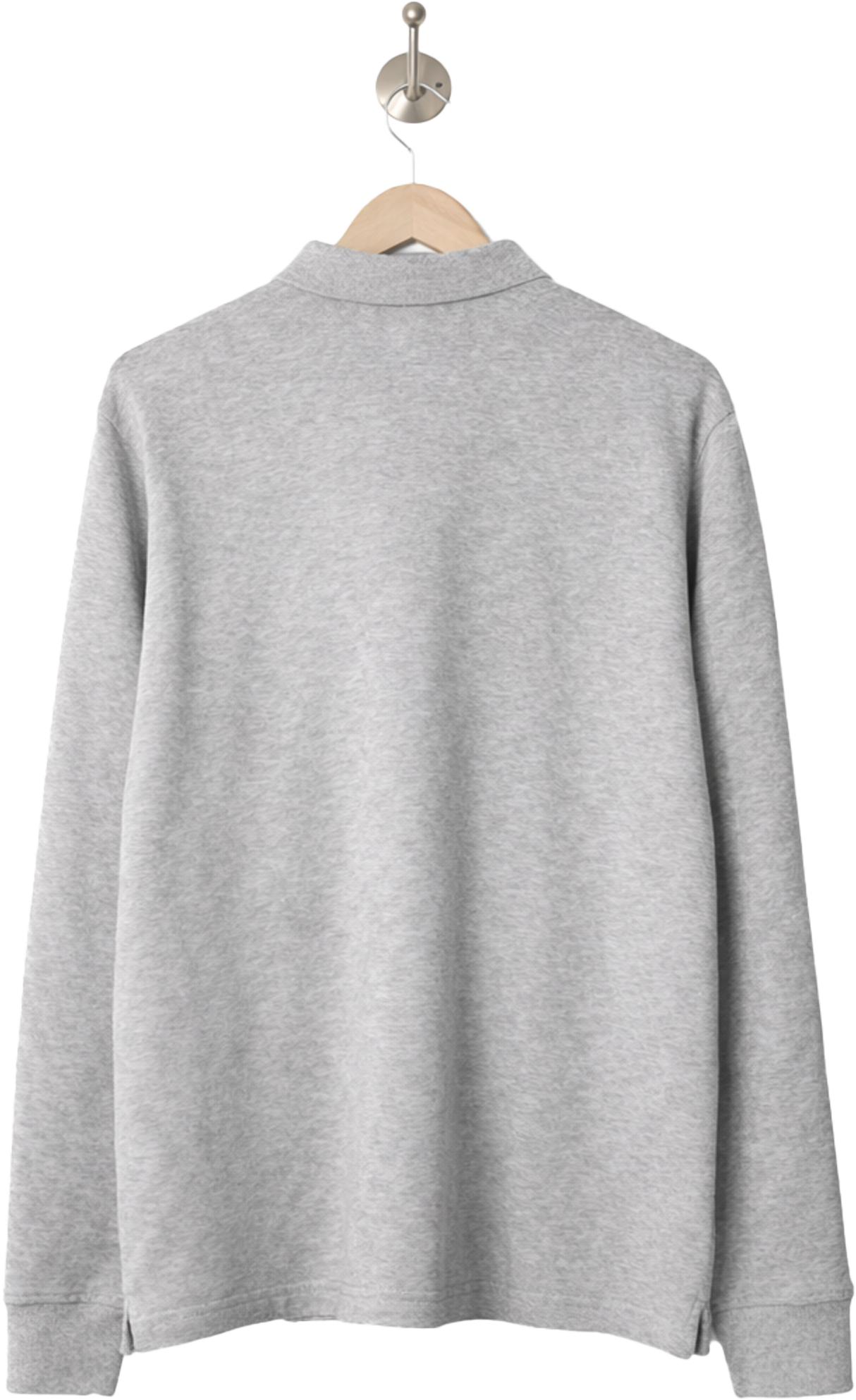 Long Sleeve Polo Shirt - Heather Grey