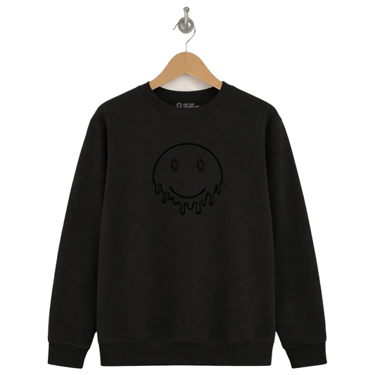 Tonal Melted Smiley Sweatshirt - Black