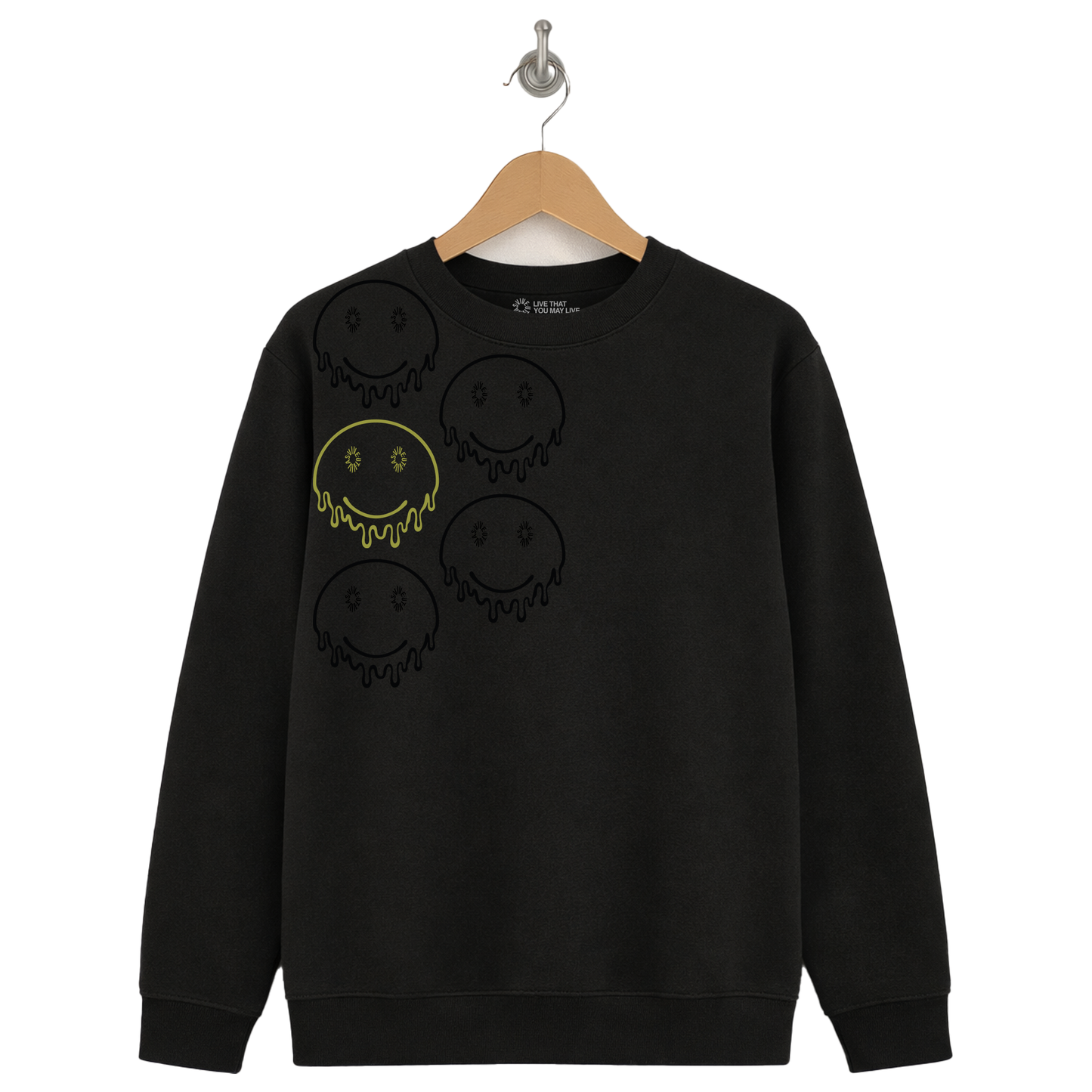 Repeat Melted Smiley Sweatshirt - Black